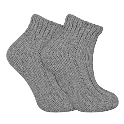 Image of Sock Snob Ladies Chunky Knit Winter Warm Ribbed Low Cut Wool Blend Ankle Boot Socks (4 8 uk, 05 Grey)