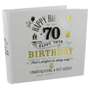 Image of Signography 70th Birthday 4&quot;x6&quot; Photo Album Black and Gold Design FL29970