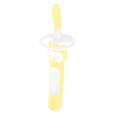 Image of MAM Massaging Brush for Baby&#039;s Oral Care, Baby Training Toothbrush with Safety Shield, Perfect First Toothbrush, Dental Green