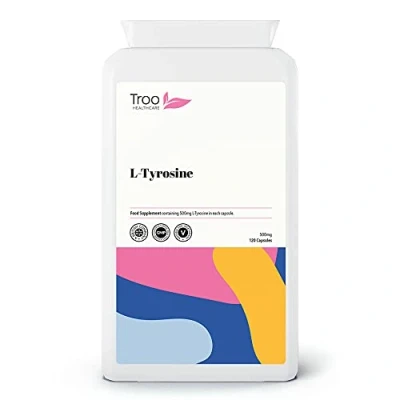 Image of L Tyrosine Supplement 500mg 120 Capsules Daily Free Form Amino Acid in Easy to Swallow Caps Up 4 Months Supply UK Manufactured GMP Standards