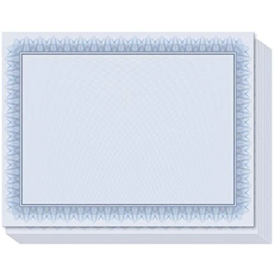 Image of Sweetzer &amp; Orange Plain Certificate Paper for Awards. Set of 100x, 100gsm Blue Border Award Certificates Graduation Diploma, Employee The Month, Completion or Sports Achievement