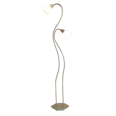 Image of Chievo Floor Lamp In Line Dimmer 2 Light G9 Satin Chrome, NOT LED/CFL Compatible