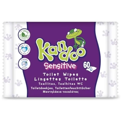 Image of Kandoo Sensitive Flushable Moist Toilet Tissues, 12 x 60 Wipes ( Total 720 wipes), Biodegradable, Training Wet Fragrance Free for Skin, Toddler Wipes, Multipack