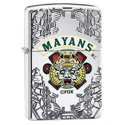 Image of Zippo Unisex&#039;s Mayans M.C. Pocket Lighter, High Polish Chrome, One Size