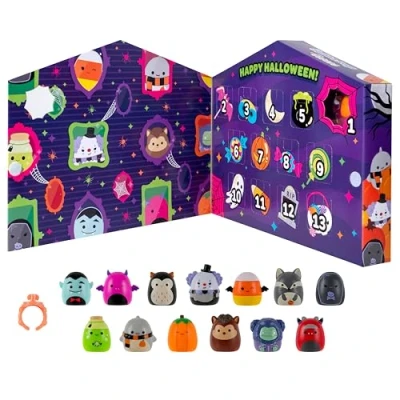 Image of Squish a longs Halloween Countdown calendar Includes 13 Mini (Wave 3) Squishmallows Glow in the Dark Spooky Figures
