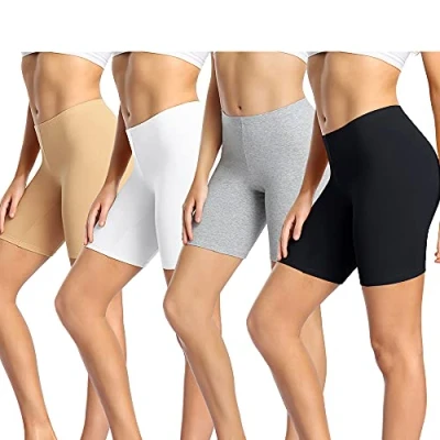 Image of wirarpa Ladies Anti Chafing Shorts Womens Boxers Underwear Cotton Cycling Leggings for Under Dresses 4 Pack Black Grey Beige White Size XXL