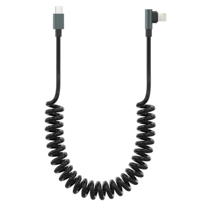 Image of USB C to Lightning Cable 90 Degree MFi Certified 3FT Coiled iPhone Charger 27W Fast Charging PD Cord Data Syncing Cord,Short USBC Compatible with 14 13 12 11 Pro Max XR XS CarPlay