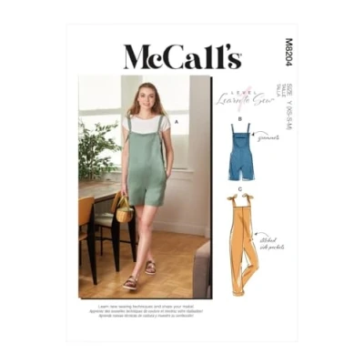 Image of McCalls Sewing Pattern M8204ZZ ZZ (L XL XXL) Misses&#039; Overalls, Paper, Multi Colour