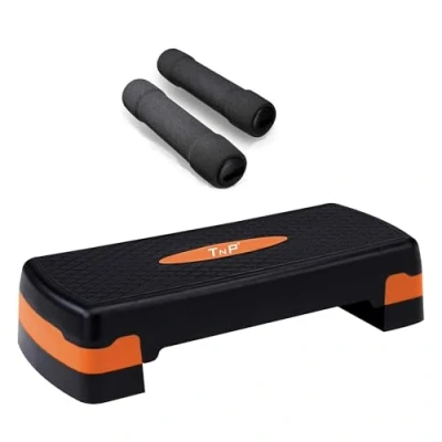Image of TNP Accessories® Aerobic Stepper Step Steps Exercise Cardio Gym Yoga Home Workout Pilates Platform Adjustable Board Fitness Machine Black+Orange