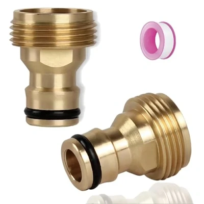 Image of ZhiheHui 3/4 inch Male Hose Tap Connector, Water Pipe Fitting，Garden 3/4&quot; BSP Watering Fittings for Threaded Faucet Adapter 2 Pack