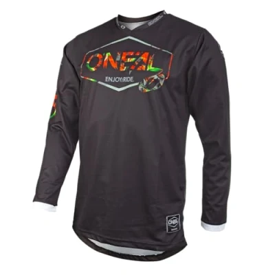 Image of O&#039;Neal Motocross Jersey Enduro MX Breathable Fabric, Maximum Freedom of Movement, Extended Back Mahalo Adult Black Multi Size XL