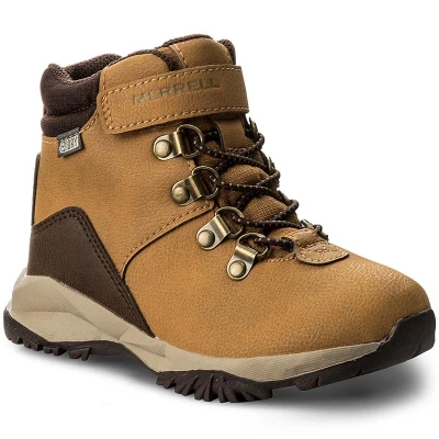 Image of Merrell Boys’ ml B Alpine Casual Waterproof High Rise Hiking Boots, Orange (Wheat), 12 UK 31 EU