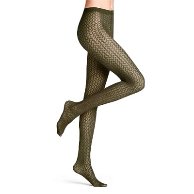 Image of FALKE Women&#039;s Cryptogram 30 DEN W TI Sheer Patterned 1 Pair Tights, Green (Artichoke 7436), S M