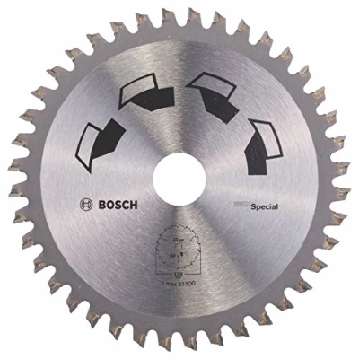 Image of Bosch 1x Circular Saw Blade Special (for Wood, Non Ferrous Metals, Plastic, Ø 130 x 2.2/1.6 20/16 mm, 40 Teeth, FT, with Reduction ring 16 Accessories for Saws)