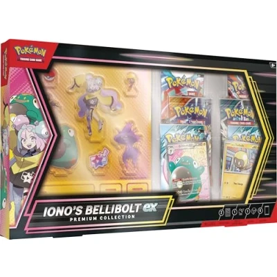 Image of Pokémon TCG: Iono’s Bellibolt ex Premium Collection (1 full art foil promo card, 6 booster packs &amp; acrylic standees)