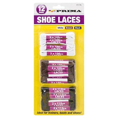 Image of BARGAINS GALORE 12 PAIRS ASSORTED COLOUR SHOELACES BOOTS LACES TRAINERS HIKING SHOE SPORTS NEW