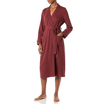 Image of Amazon Essentials Women&#039;s Lightweight Waffle Full Length Robe (Available in Plus Size), Rich Burgundy, M