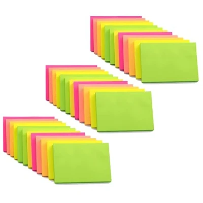Image of Evergreen Goods Ltd Sticky Notes Bright for Office Home &amp; School Removable Adhesive Memo Pad (36 Pads, Large Rectangular (127mm x 76mm))