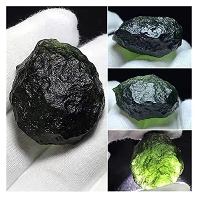 Image of HCHL Moldavite stone, Real Raw 1PCS Green Czech Meteorite Impact Glass Rough Stone crystal Energy jewelry, women&#039;s jewelry (Size : 9 11g)