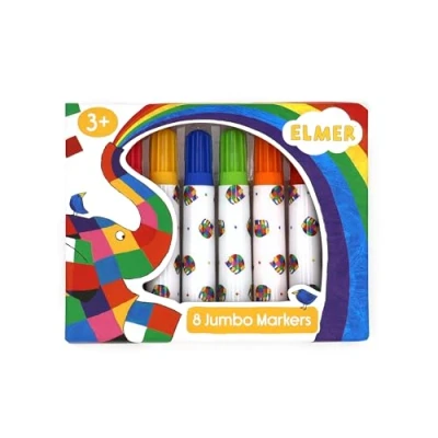 Image of Robert Frederick Set of 8 Jumbo Marker Pens for Children Elmer Design Perfect Ages 3 Years Upward