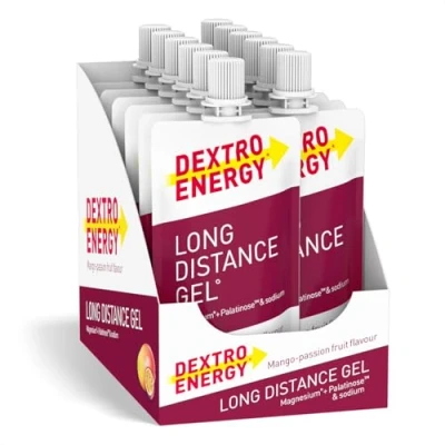 Image of Dextro Energy long Distance Gel Mango &amp; Passion Fruit for intensive, endurance exercise less sweet gentle stomach Easy to consume Vegan Pack of 12