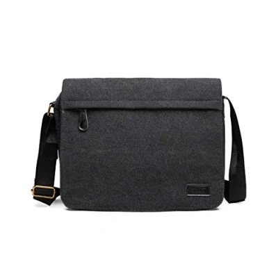 Image of Kono Messenger Bags, Men&#039;s Canvas Shoulder Bag Retro Laptop Briefcase with Multiple Pockets for School Travel Business, Fits 13 Inch