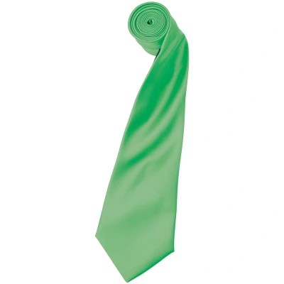 Image of Premier Mens Plain Satin Tie (Narrow Blade) (Pack of 2) (Apple) Green One Size