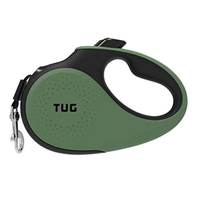 Image of TUG 360 Tangle Free Retractable Dog Lead for Up to 50 kg Dogs 5 m Strong Nylon Tape/Ribbon One Handed Brake, Pause, Lock (Large, Green)