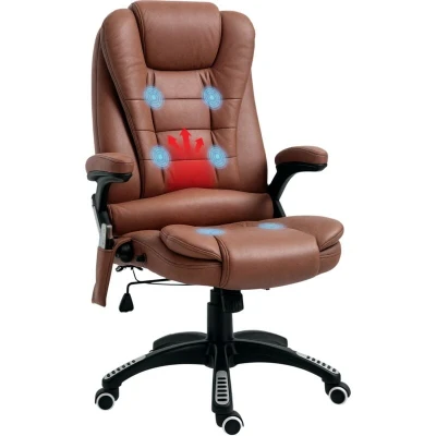 Image of Vinsetto Executive Reclining Chair W/Heating Massage Points Relaxing Headrest Brown