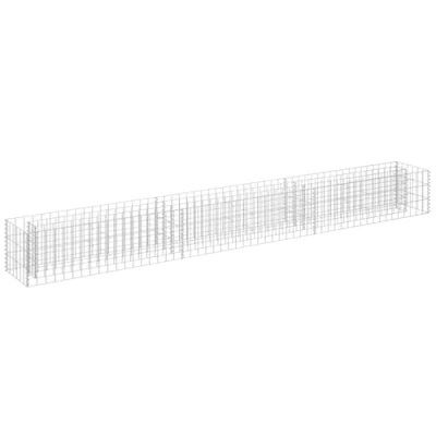 Image of vidaXL Gabion Raised Bed Galvanised Steel Garden Planter, Sturdy &amp; Weather Resistant, Easy to Assemble, Silver, Rectangular Flower for Gardens Patios