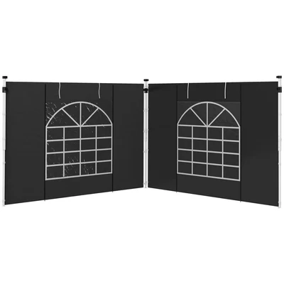 Image of Outsunny Side Panels for 3x3m or 3x6m Pop Up Gazebo with Windows &amp; Doors Black
