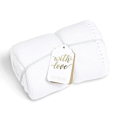 Image of The Little Green Sheep Organic Knitted Cellular Baby Blanket, Lightweight &amp; Breathable 75x75cm Linen