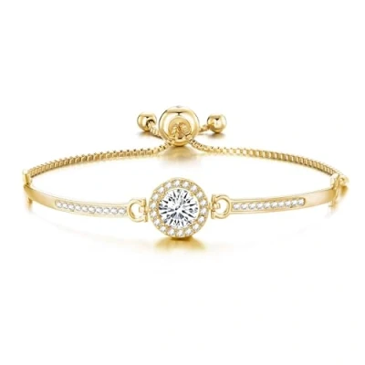 Image of Philip Jones Gold Plated Halo Friendship Bracelet Created with Zircondia® Crystals