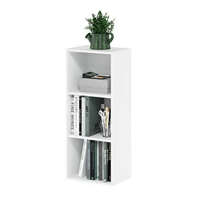 Image of Furinno Luder 3 Tier Open Shelf Bookcase, White