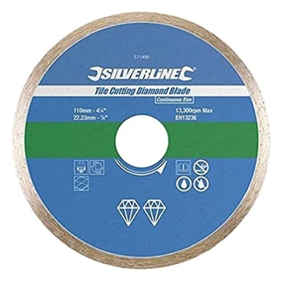 Image of Silverline Tile Cutting Diamond Blade 115 x 22.23mm Continuous Rim