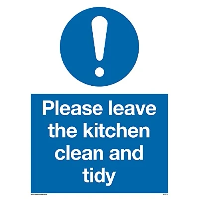Image of Pack of five Please Leave The Kitchen Clean And Tidy Mandatory Sign 150x200mm A5P