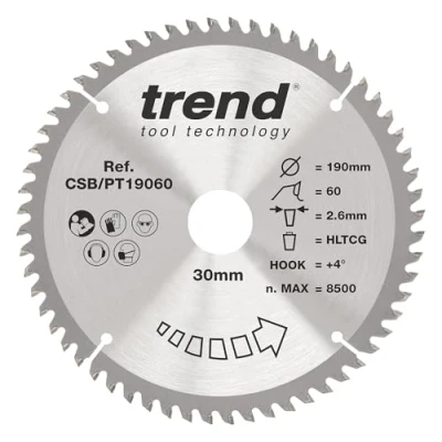 Image of Trend Laminate/HPL Circular Saw Blade 190mm x 30mm 60T