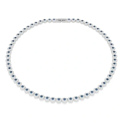Image of Swarovski Una Necklace, Blue, Rhodium Plated