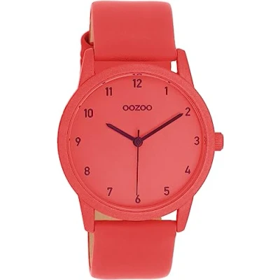 Image of Oozoo Timepieces Women&#039;s Watch with Leather Strap Modern for Women Elegant Analogue in Round (38 mm Case), Chili Pepper, Strap.