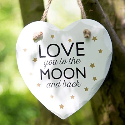 Image of Sass &amp; Belle Love You to the Moon Golden Stars Heart Plaque