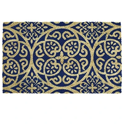 Image of Prime Homewares Doormats 60 x 40cm Various Design Coir Doormat (Navy Blue Damask Doormat)