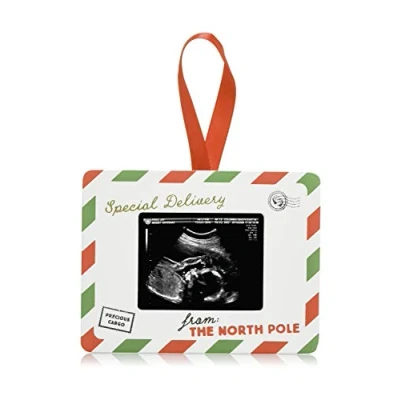 Image of Pearhead Special Delivery Sonogram Christmas Ornament, Pregnancy Announcement Keepsake for Expecting Mothers, Gender Neutral Baby Holiday Décor
