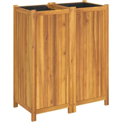 Image of vidaXL Garden Planter with Liner 84x42x100 cm Solid Wood Acacia