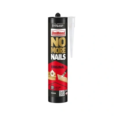 Image of UniBond No More Nails Original, Heavy Duty Mounting Adhesive, Strong Glue for Wood, Ceramic, Metal &amp; More, White Instant Grab 1 x 365g Cartridge