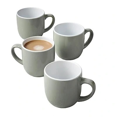 Image of HOMELOX Glossy Set of 4 Tea Coffee Mugs Cups Kitchenware Quality Stoneware Hot Drink Mug (Green)
