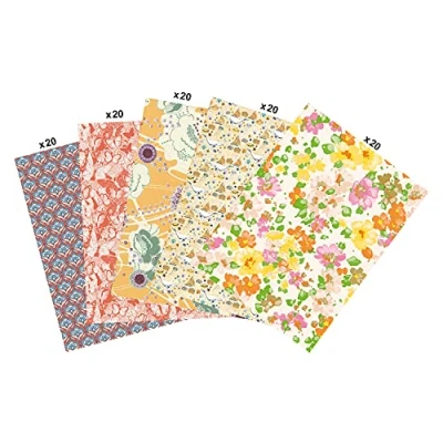 Image of Décopatch Ref MP008C Pack of 100 sheets Paper Each Sheet is 30 x 40cm, 5 Designs Included (20 each) Suitable for Wood, Metal, Plastic &amp; More Yellow