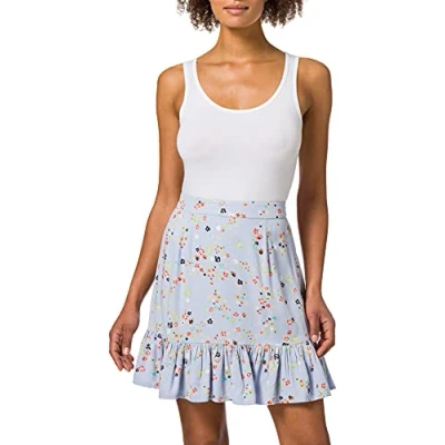 Image of PIECES Women&#039;s Pclala Mw Skirt, Kentucky Blueaop: Splash Flowers, S