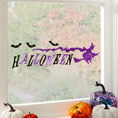 Image of Amscan 9912251 Purple Halloween Gel Cling Window Decoration 12 Pieces