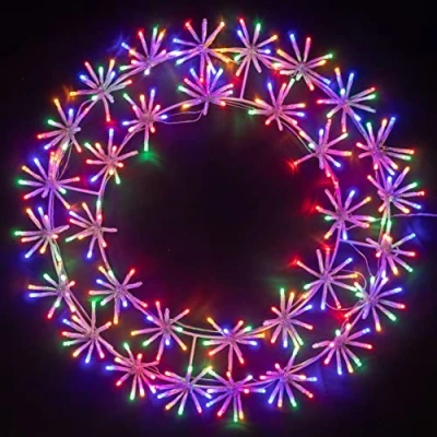 Image of SHATCHI 60Cm Starburst Wreath Shape Silhouette with 320 Multicolour LEDs Twinkling Micro LED Lights Christmas Display Indoor and Outdoor Window Wall Decorations
