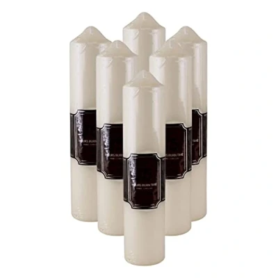 Image of PHG White Candle Set Pillar Long Burning Pack Large Church Extra Votive Candles (Pack of 6, 75 Hour)